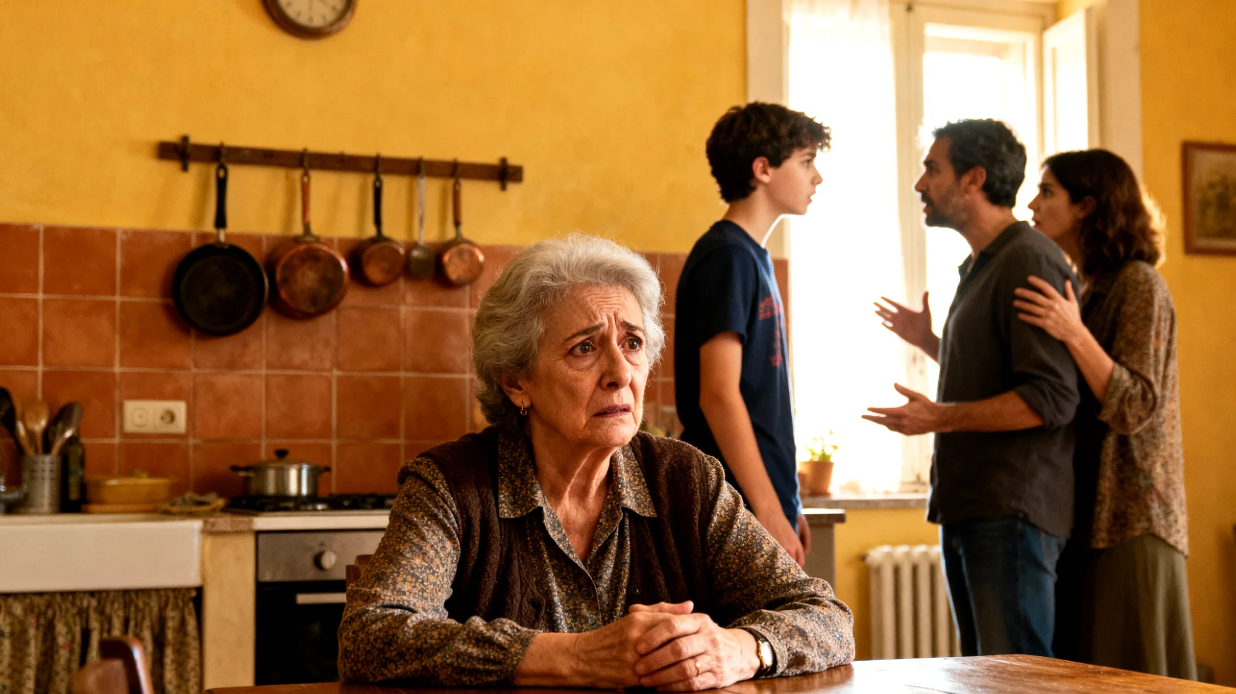 Nonna in difficoltà nel gestire le tensioni con nuora/genero riguardo ai nipoti giovani adulti, che si trovano in mezzo a visioni educative e aspettative familiari contrastanti"